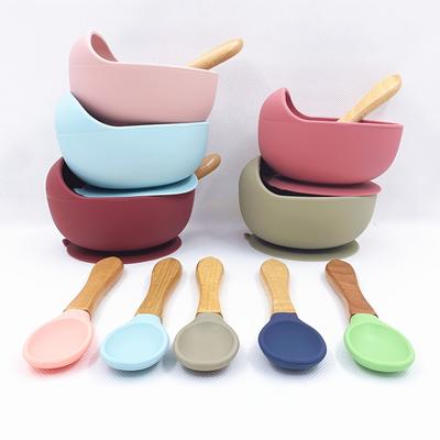 Baby Bowls With Suction - 2 Piece Silicone Set With Spoon For Babies Kids Toddlers - BPA Free