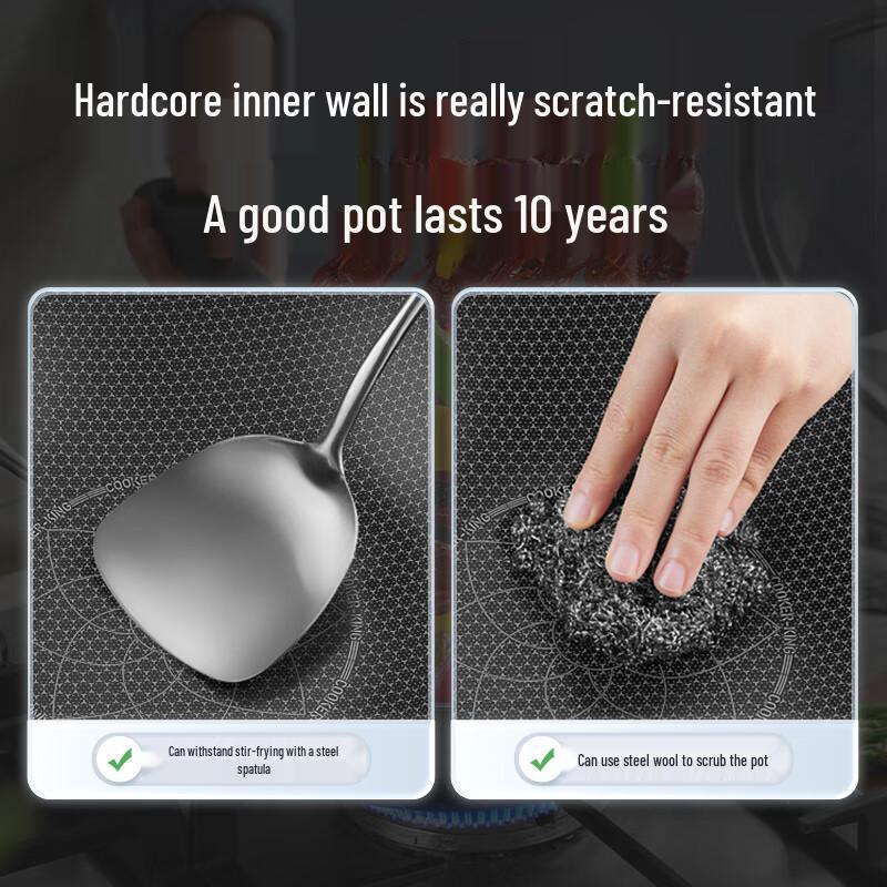 Cui Da Huang 32cm 316 Stainless Steel Honeycomb Wok