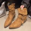 Botki damskie na wysokim obcasie Modne buty z czubkiem Grube markowe buty zimowe Szpilki Nowy trend Sukienka Mujer Botas