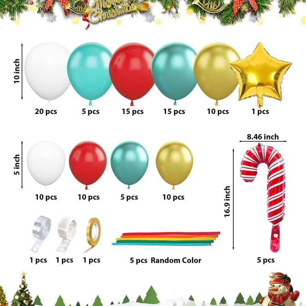 114pcs Christmas Tree Latex Aluminum Film Balloon Tree Set Red Cane Christmas Day Party Venue Decoration Set Party Decoration