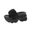 CINESSD Summer Platform Slippers Women Blue Pleated Riband Discolor Ladies Chunky Sole Beach Cool Wedges Slides Shoes Woman