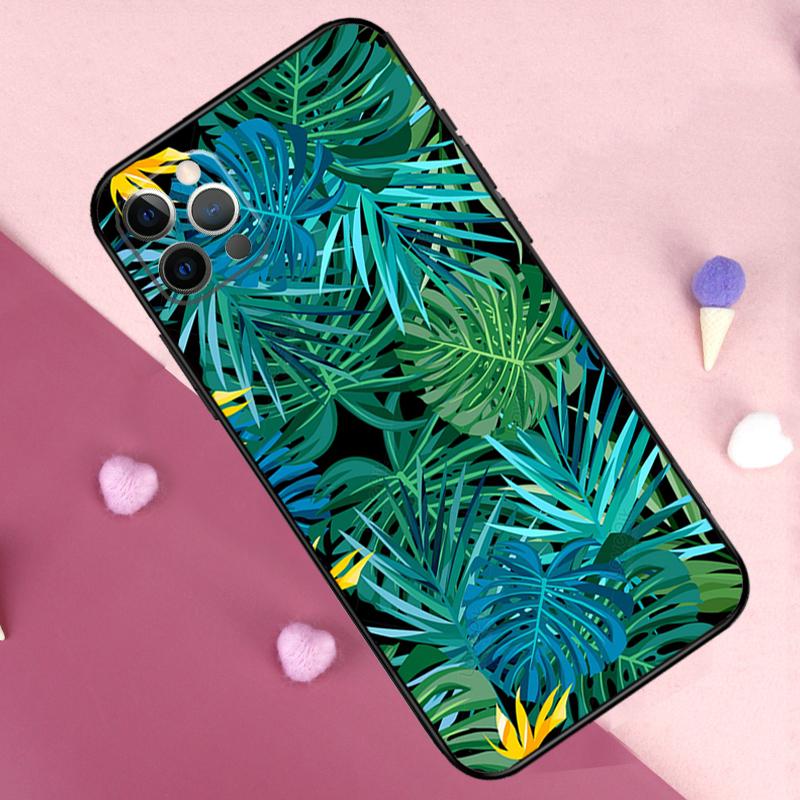 Tropical Leaf Pattern Phone Case For iPhone 17 Pro Max 11 14 15 16 Pro Max Plus 12 13 Mini 17 Air 16e Back Cover