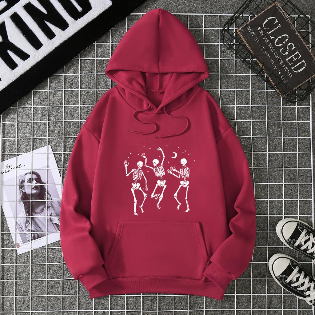 Mingxin Cross-border Women's Clothing Supply Chain Halloween Three-person Skull New Sweater Loose Large Size Women's Coat
