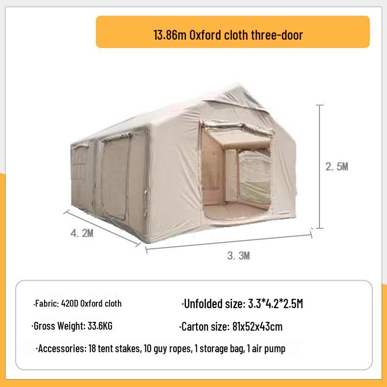 Windproof Luxury Inflatable Camping Tent - Easy Setup, Thickened Air Poles, Rainproof