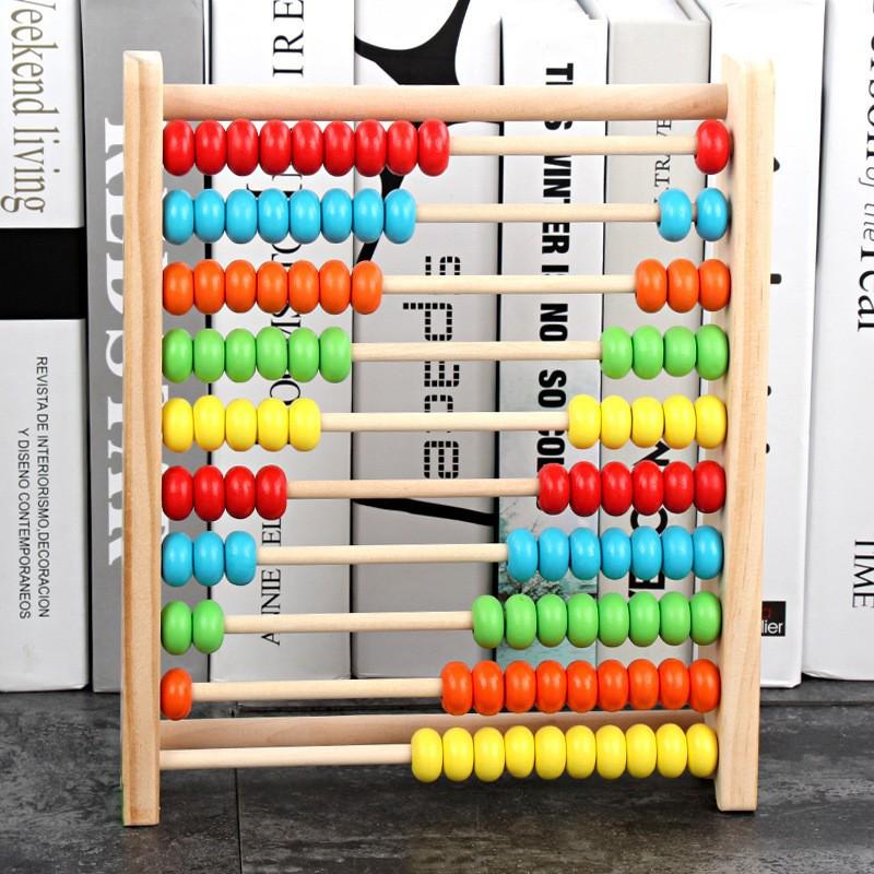 Early Education Enlightenment Wooden Colorful Digital Computing Rack Educational Toys Wooden Children's Ten-file Arithmetic Abacus Rack Building Block