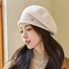Women's Warm Knitted Woolen Beret: Trendy, Comfortable, Windproof, Thickened, Cold-Proof Slouchy Hat for Autumn and Winter.