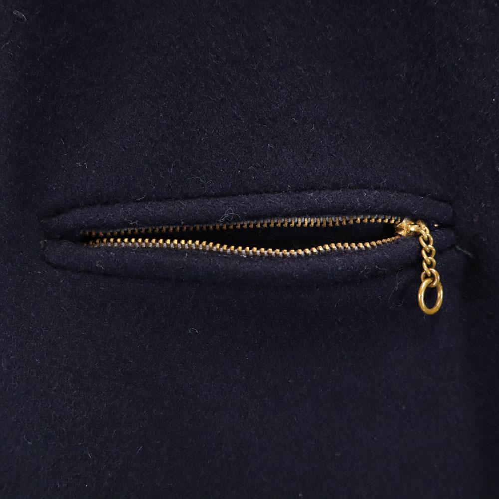 VINTAGE 70s Ball Chain Sports Jacket Melton Jacket Navy Men's Used