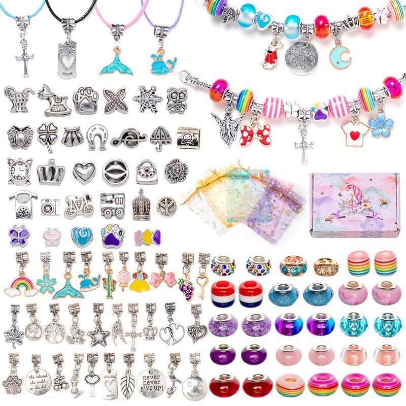 DIY Kids Crystal Bead Bracelet Kit With Small Box 1.5cm Height 66-162pcs Sweet Fruit Flower Design