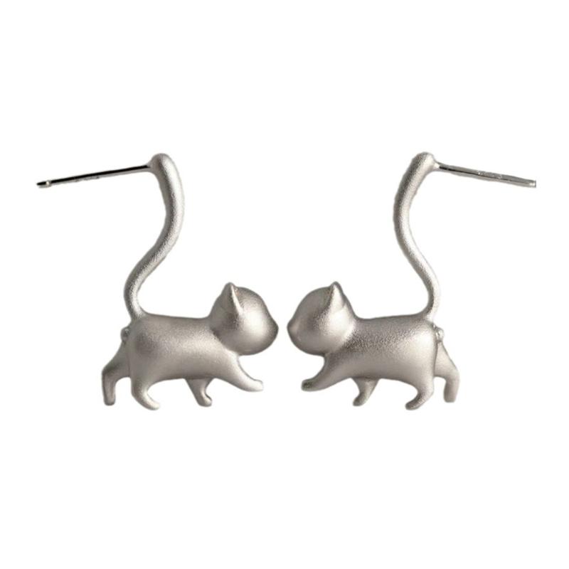 

Delicate Cat Studs Earrings Exquisite Cute Animal Earrings for Women Girls Teens Personality Cat Piercing Earrings Gift 1 серебряный