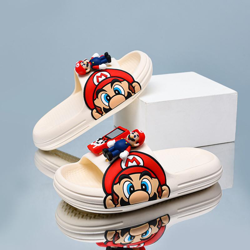 Comfortable Cartoon Mario Boys' Slippers Lightweight Soft Bottom Non-slip Design Perfect For Summer Wear