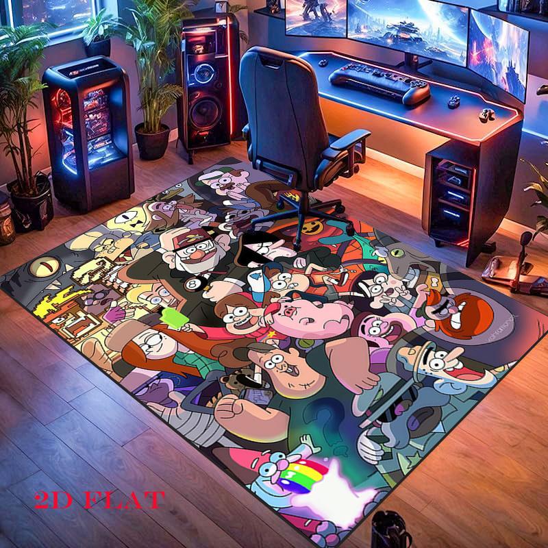 Mutiger Gravity Falls Teppich für Wohnzimmer Schlafzimmer Zuhause Sofadekoration, Kinderspiel Rutschfeste Bodenmatte