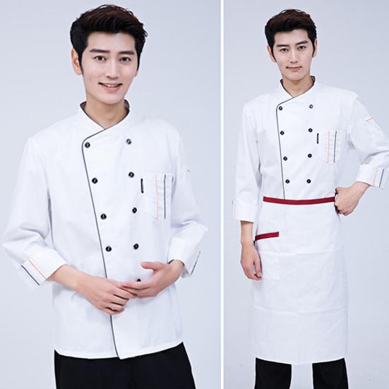 Chef Top Long Sleeves Plus Size Soft Solid Color Stand Collar Dirt Resistant Restaurant Unisex Cardigan Chef Shirt for Work