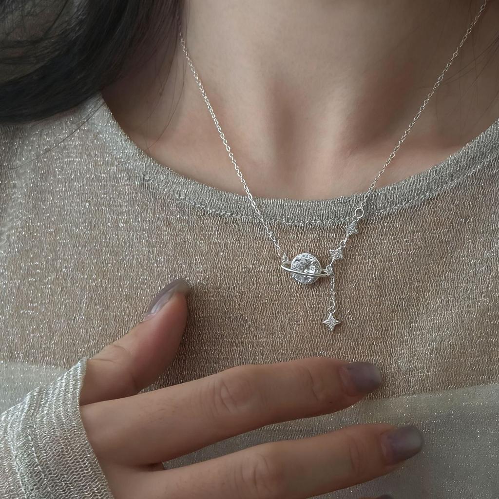 Xiaomi S925 Sterling Silver Necklaces For Women Simple Fashion Minimalist Pendant Necklaces Round Zircon Necklace Birthday Gift