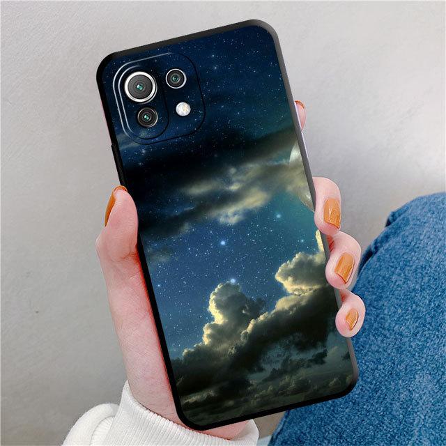 Sky Full Moon Phone Case For Samsung Galaxy A72 S22 Note 20 Ultra 10 Plus 8 9 A32 A22 S20 S21 S22 5g A71 Black Matte Cases