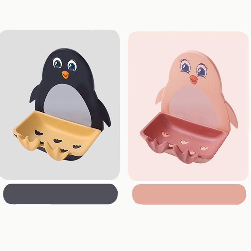 Bathroom Household Perforated Little Penguin Drain Toilet Soap Box Wall Mounted Soap Dish Toilet Suction Cup Storage Soap Box
