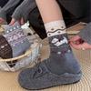 Female Autumn Winter Retro Warm Thickened Lovely Bow Puppy Wool Drum Pile Socks