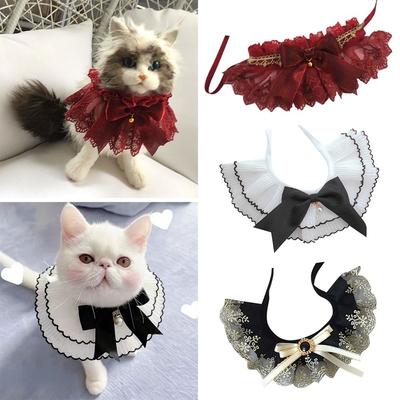 Dog Saliva Towel Pet Scarf Accessories Puppy String Bib Dog Neckerchief Pearl Collar Lace Bowknot