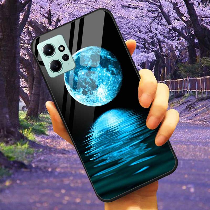 For Xiaomi Redmi Note 12 4G 2023 Case Tempered Glass Starry Marble Hard Back Protective Cover for Redmi NOTE 12 Note12 4G Global