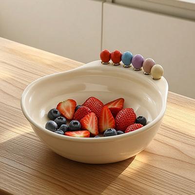 Fruit Bowl with Colorful 6 Large Capacity Fruit Forks Spiral Bottom Bowl