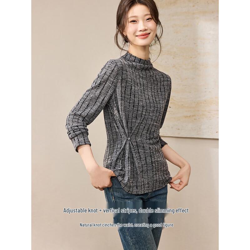 Mohan Yimei Winter Semi-High Collar Twisted Knot Pullover Top