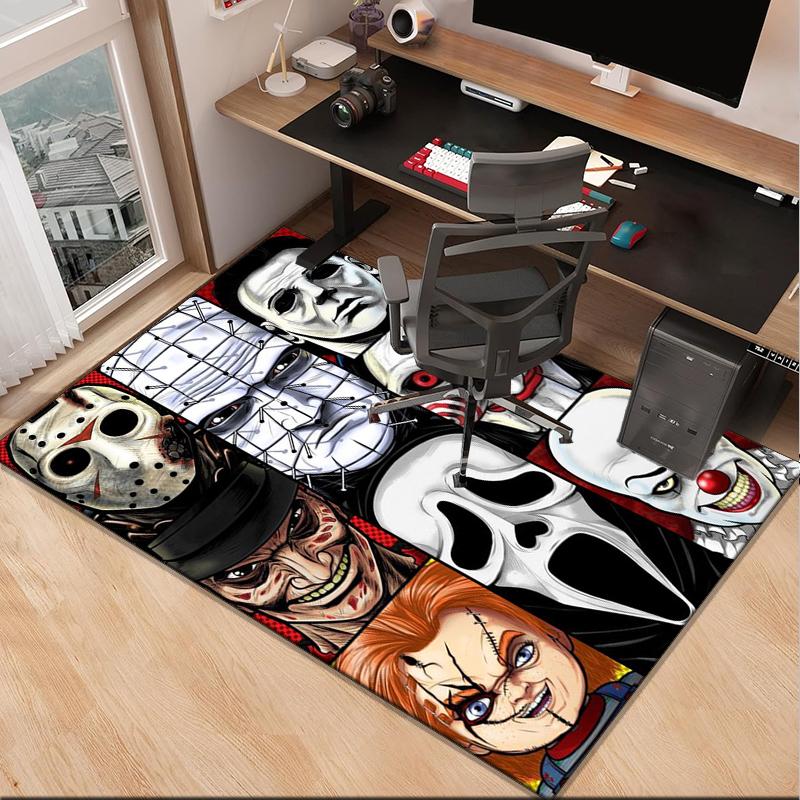 Horror Movie Icons Office Rug Chair Mat, Game Carpet, Suitable for Front Door, Bedroom, Living Room, Desk, Holiday Gift