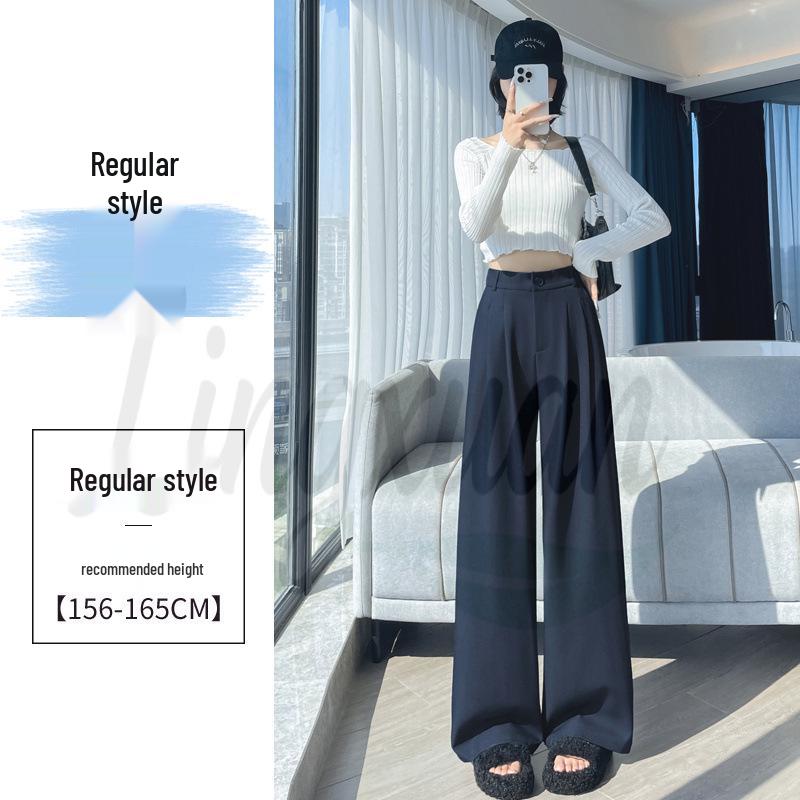 

Women s High-Waisted Dark Blue Wide-Leg Pants - Autumn 2026 Collection, Casual Loose Fit. S