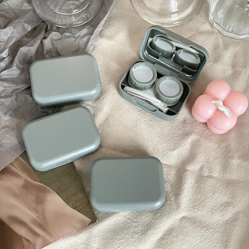 Mini einfarbiger Kontaktlinsenbehälter, Kontaktlinsenbehälter für Mädchen, Reisehalter, Aufbewahrung, Augenbehälter mit Spiegel