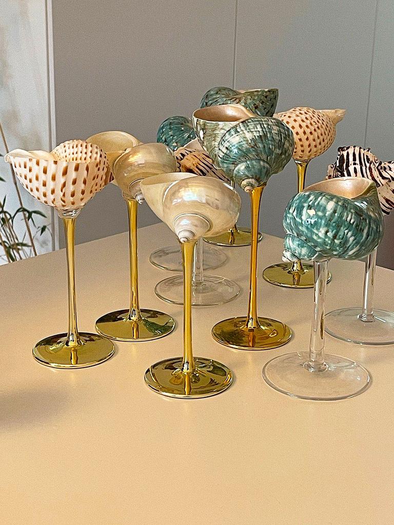 Handmade Tall Wine Glass, Natural Conch Shell, Wine Glass, Creative Design, Shell Tray Gift, High-end Decoration Interesting Cup