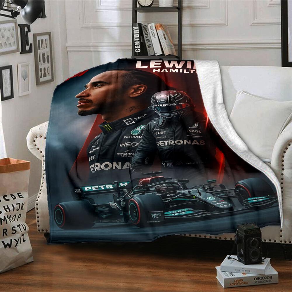 Coperta stampata a tema Lewis Hamilton - Perfetta per divano, letto, viaggi e uso all'aperto | Lavabile in lavatrice, accogliente e resistente.