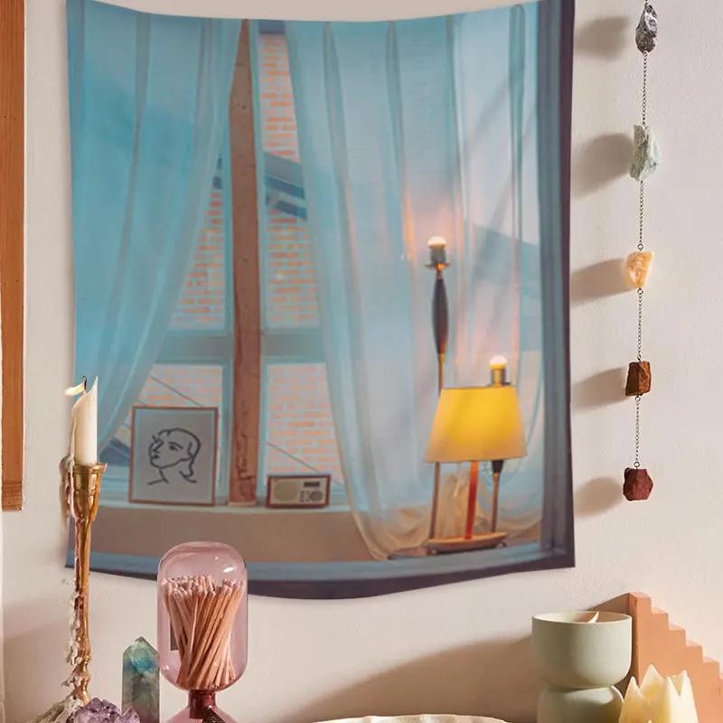 Tapestry Living Room Background Mural Beach Mat Home Decoration Simple and Fresh Character Wall Hanging