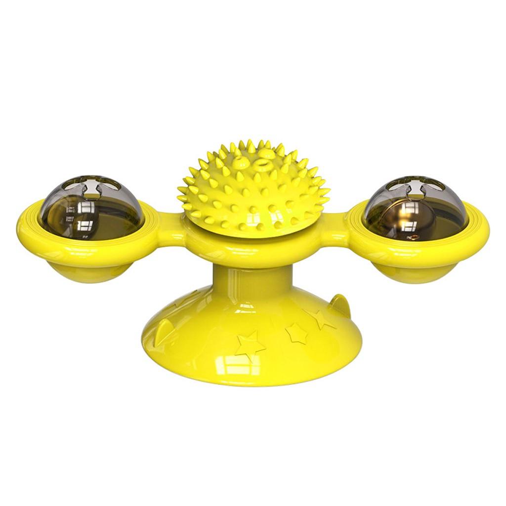 Windmill Cat Toy Turntable Teasing Pet Toy Scratching Tickle Cats Hair Brush 