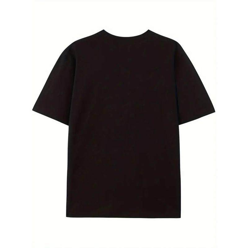 European Sizes Men'S Black Bear Graphic Print T-Shirt with Sparkling Rhinestone Bear Design - Casual Round Neck Short Sleeve