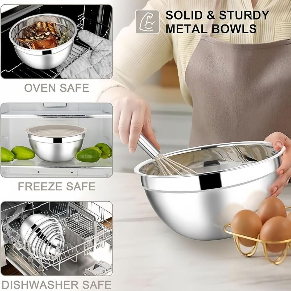 New Durable Stainless Steel Mixing Bowl Cold Vegetable Bowl Thickened Baking Fruit Salad Bowls Large Capacity Egg Mixing Basin