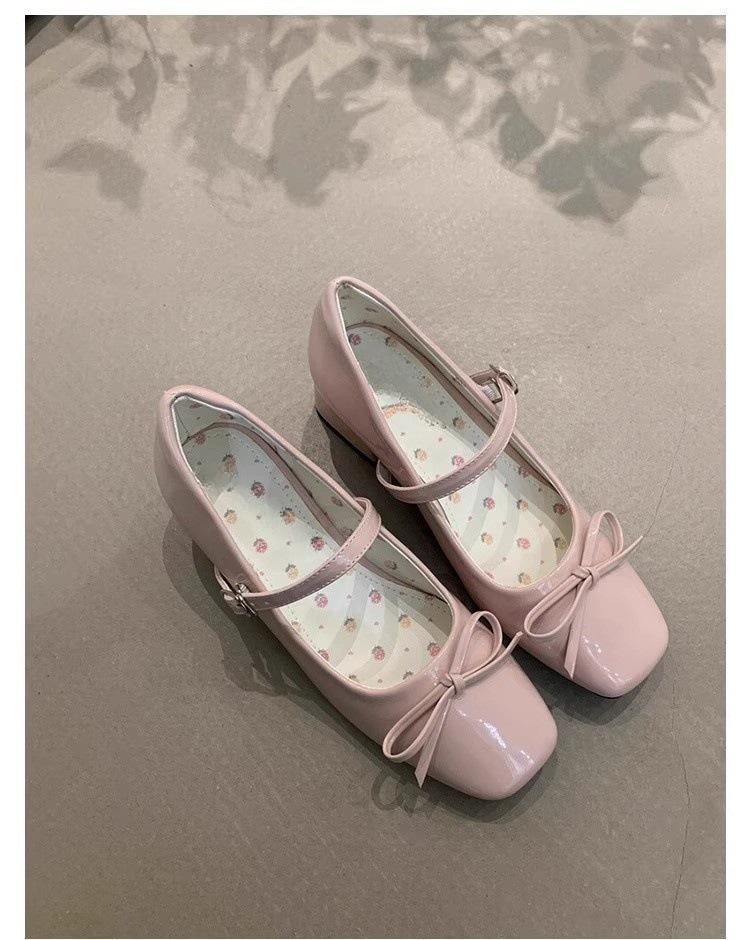 Women's Ballet Shoes 2025 Autumn New Bow Knot Buckle Strap Mary Jane Shoes Luxury Outdoor Non Slip Party Chunky Heels