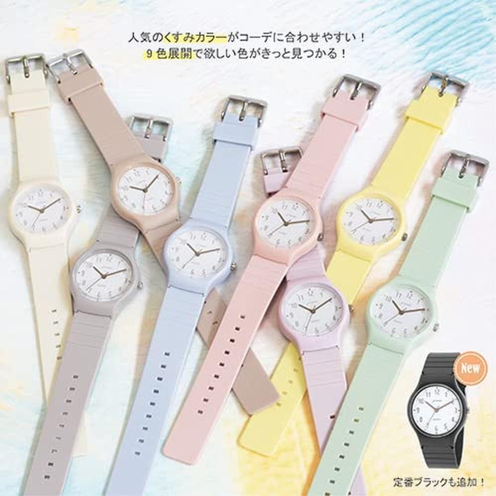 J-AXIS Nuance Color Watch TCL74-BK Unisex Pastel Earth Tones Simple Easy-to-Read Lightweight Black