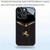 Black Gold Horse Pattern Tempered Glass Black Phone Case For iPhone 17 16 15 14 13 12 11 Pro Max 17 Air 7 8 Plus XR XS X Cover