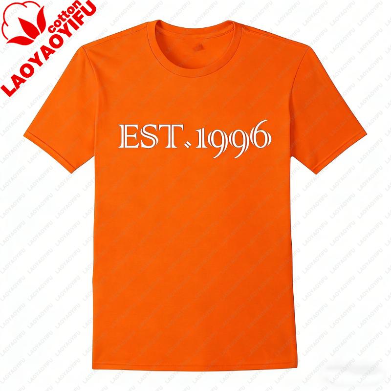 for Men Women Established 1996 TShir EST Vintage Lettering Born in Custom Crewneck Shirts Gifts simple printed Tshirt tops S