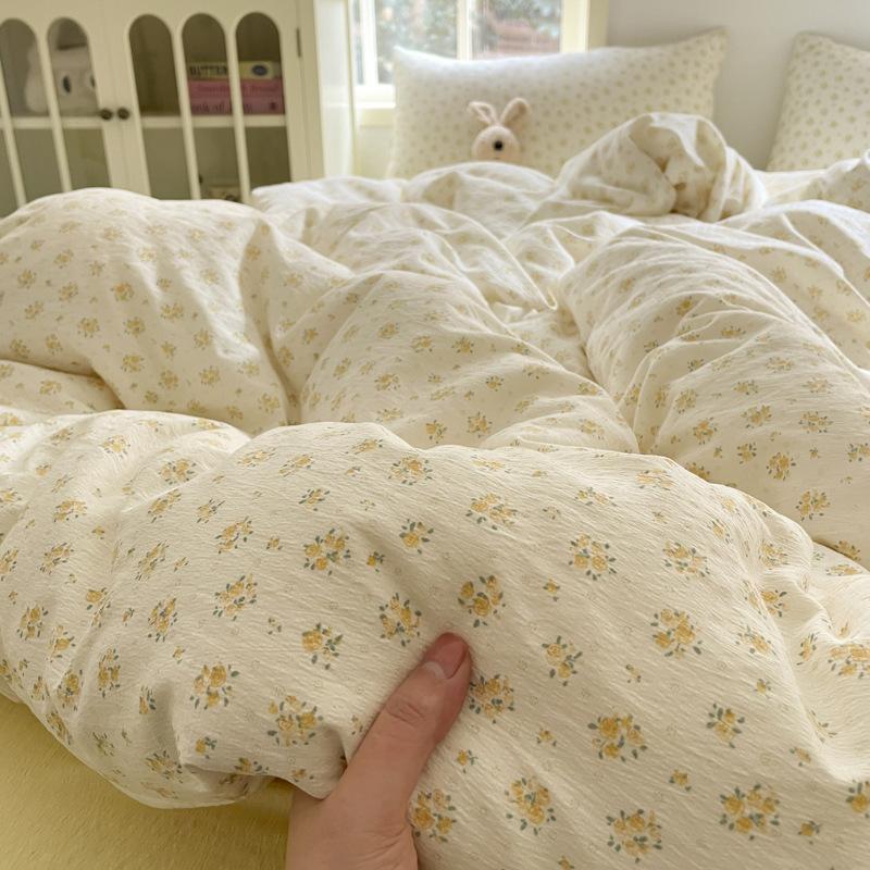 A-Typ Doppelgarn Vierteiliges Heimtextil Bettwäscheset Cartoon Bettlaken Bettbezug Studentenwohnheim Dreiteiliges Bettwäscheset