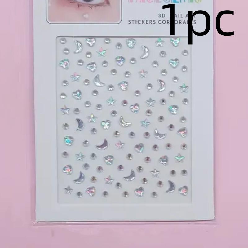 Makeup Diamond Stickers Colorful Sparkling 3D Jewelry Pearls Sticker Eye Face Gem Decor DIY Makeup Decoration for Music Festival
