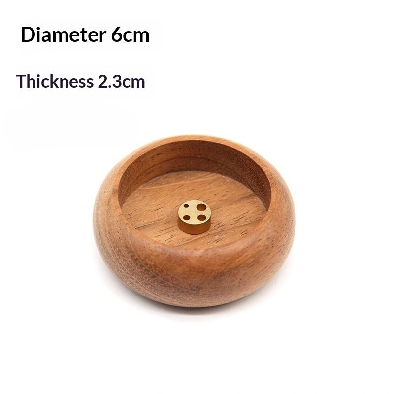 Natural Wood Incense Holder with Brass Insert, Handmade Incense Burner for Sticks & Ash Catcher