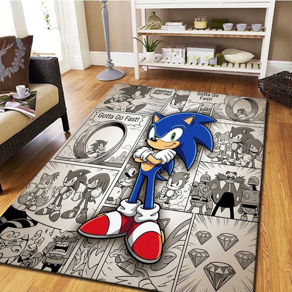 Sonic the Hedgehog Bedroom Carpet & Living Room Mat, Home Decor Cool Movie Play Floor Mat -HE53