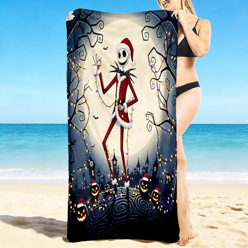 1Pc Nightmare Before Christmas Beach Towel, Quick Dry, Multi-Use for Beach Pool Gym Yoga Home Travel, Christmas, Halloween, Xmas Gift S431