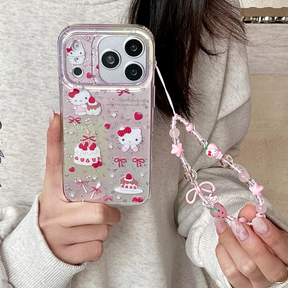 Luxury Cute Strawberry Patterned Cake KT  Sale Phone Case For iPhone 14 Pro Max 15 Pro 16 17 Pro Max Shockproof Hard Cover