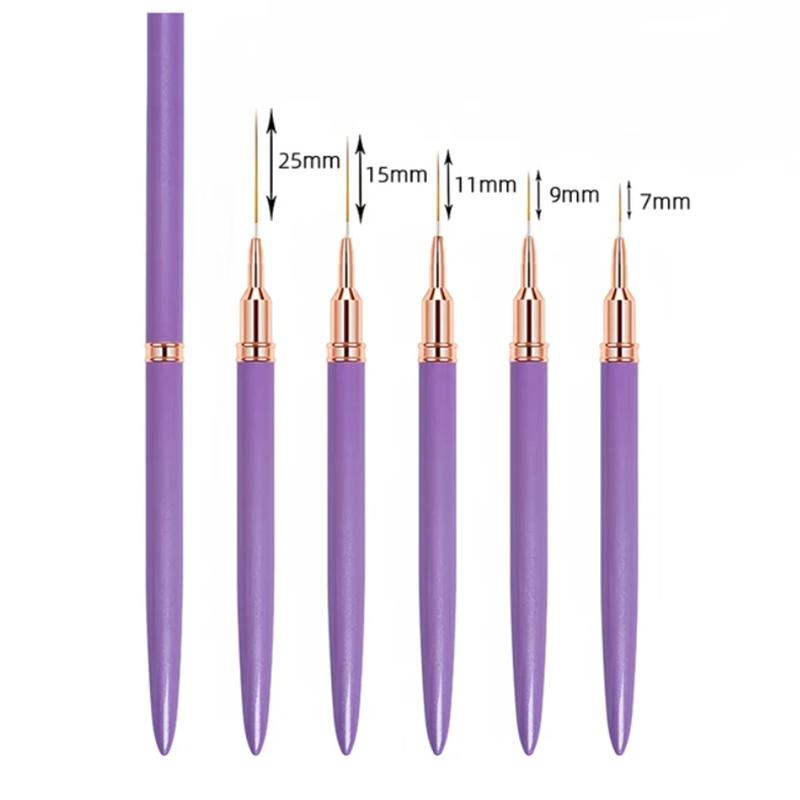 5-Piece Nail Art Liner Brush Set - Precision UV Gel Brushes for French Lines &Floral Painting, Professional Manicure Detail Tool