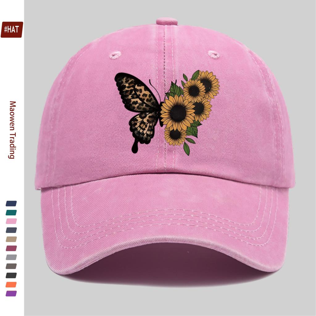 Pc Unisex Sunflower And Butterfly Print Baseball Cap with Fashion Floral Design Sun Hat Party Decor Hat Comfortable Lightweig