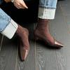 Giant Beauty~ Coarse Heel Short Boots Women's New 2025 Autumn and Winter Suede Boots Square Head Short Boots Design Skinny Women's Boots
