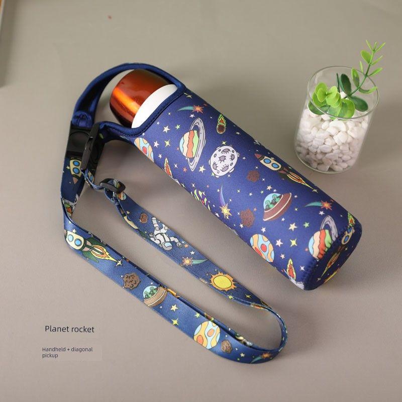 Baihui 500ml Large-Capacity Thermos Cup Cover for Adults, Portable Hand-Held Cross-Body Protective Cover, Anti-Fall