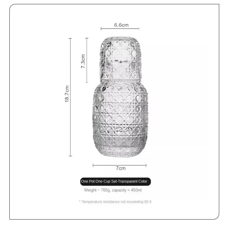 

Прикроватный графин и стакан для воды, набор из винтажного стекла, кувшин для воды с чашкой, набор для спальни с ретро-рельефными узорами