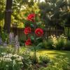 Nectar Dispenser for Wild Birds Red Flower Hummingbird Feeder with Ground Stake, Metal Bird Feeder, Yard Art Decoration Watering Station Outdoor Lawn