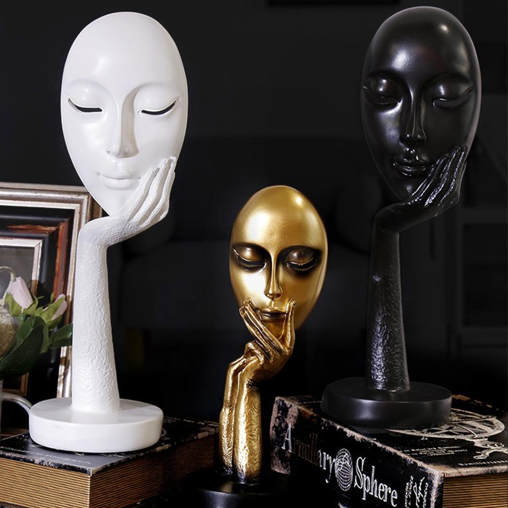 Abstrakte weibliche Gesichtsskulptur - Moderne Harz-Wandkunst für Wohnzimmer, Schlafzimmerdekoration für Frauen, Minimalistische Ornament